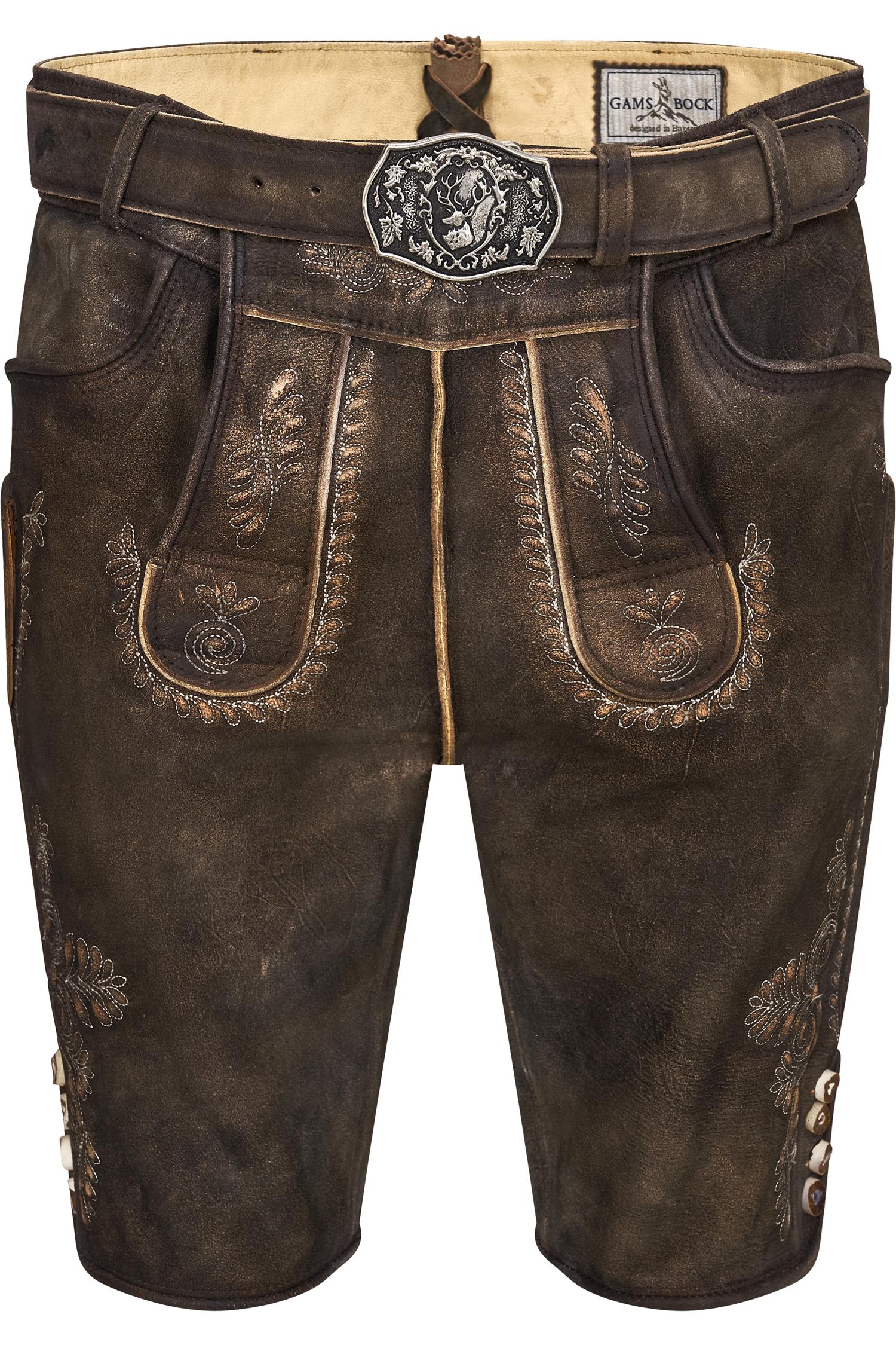 Lederhose Weimar in Dunkelbraun von Gamsbock